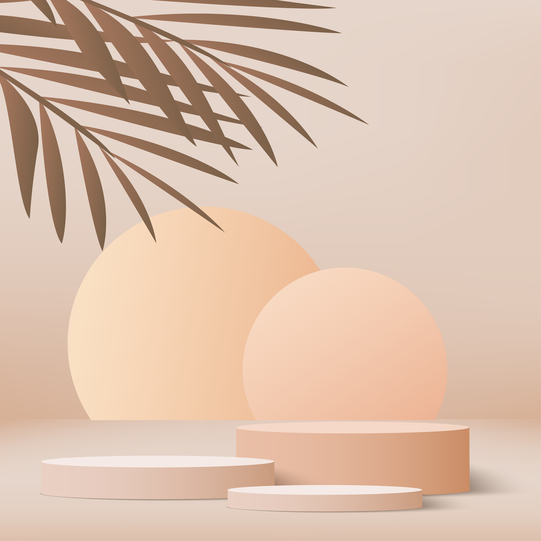 3d cream color podium and minimal cream color wall scene. 3d podium minimal abstract background. Vector