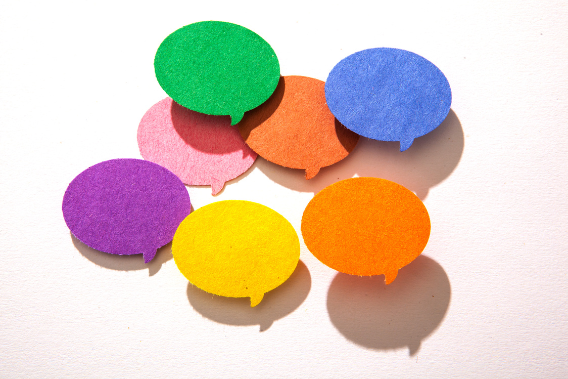 Conversation or thought bubbles on a white background